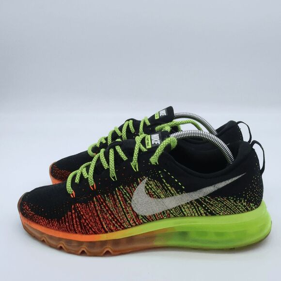 Nike Flyknit Air Max Sneakers Men's Size 10.5 - Rare Black/Atomic Orange/Volt - Picture 3 of 9